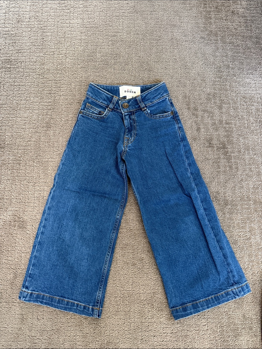 Girls Mini Boden Wide-Leg Cropped Jeans